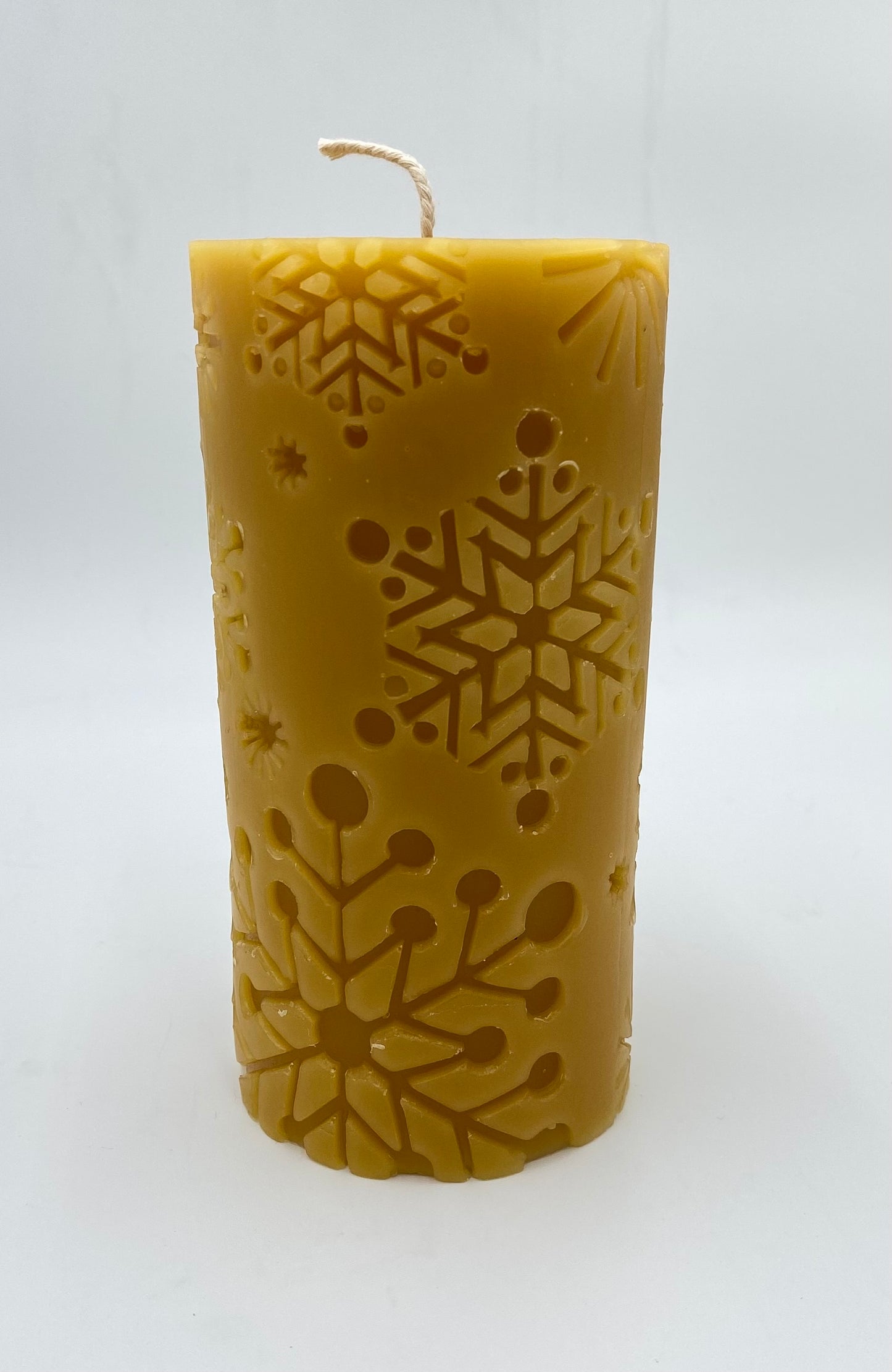 Snowflake Cylinder Beeswax Candle