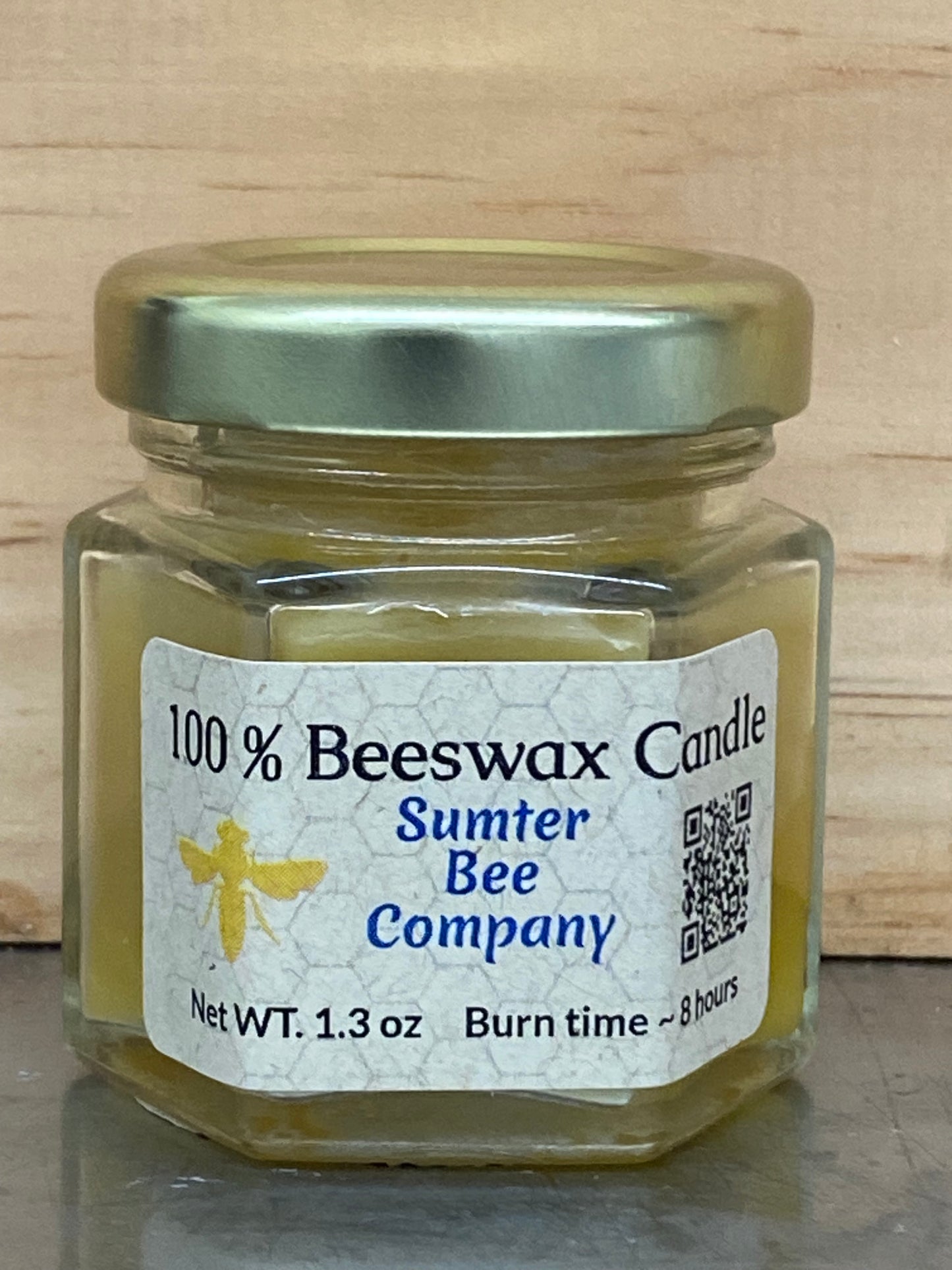 Pure Beeswax Candle – 1.3 oz Hex Jar
