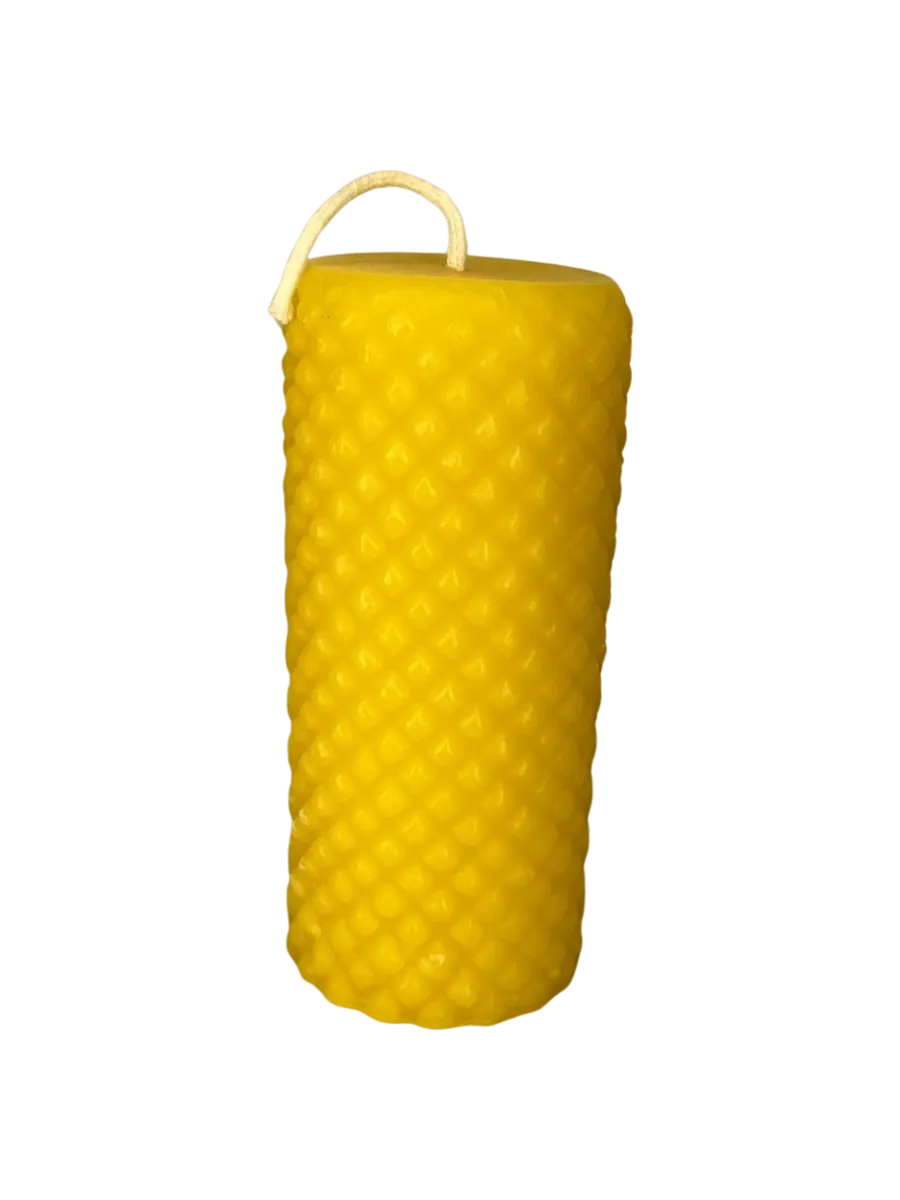 Diamond Cylinder 100% Beeswax Molded Candle