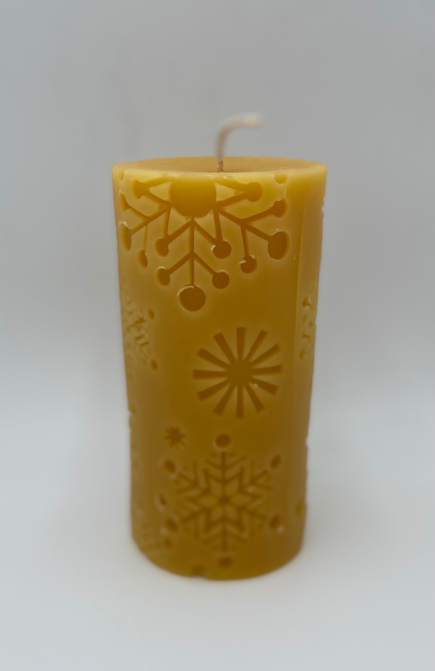 Snowflake Cylinder Beeswax Candle