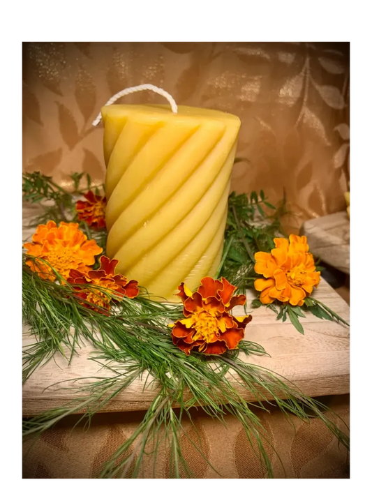 Spiral Pillar 100% Beeswax Candle