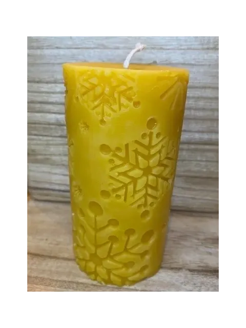 Snow Flake Cylinder Beeswax Candle