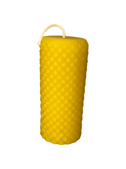 Diamond Cylinder 100% Beeswax Molded Candle